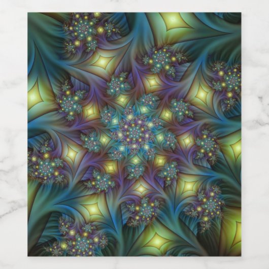 Verlichte Abstracte glanzende Blauwgroen Paarse Fr Wijn Etiket (Enkel label)