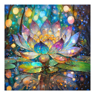 Verlichte Bloeiende Lotus Bloem Foto Afdruk