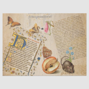 Verlichte bloem-vlindermuis met handschrift tissuepapier