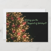 Verlichte boom op zwarte kerstbruiloft kaart (Achterkant)