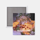 Verlichte Gift Gold Bow Kerstmis Vakantie Magneet (Voorkant / Achterkant)