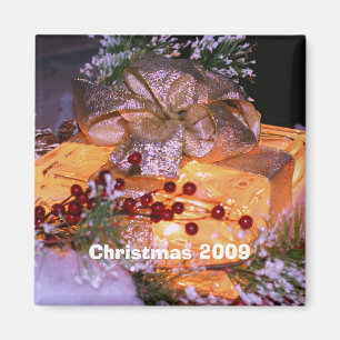 Verlichte Gift Gold Bow Kerstmis Vakantie Magneet