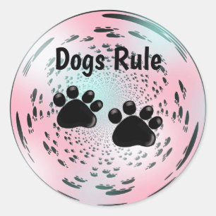Verlichte hondenpootafdrukken ronde sticker