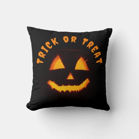 Verlichte Jack O lantaarn Trick or treat Kussen (Voorkant)
