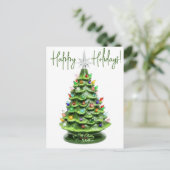  verlichte keramische kerstboom Briefkaart (Staand voorkant)