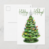  verlichte keramische kerstboom Briefkaart (Voorkant / Achterkant)