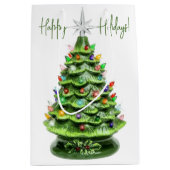 verlichte keramische kerstboom cadeauzak medium cadeauzakje (Voorkant)