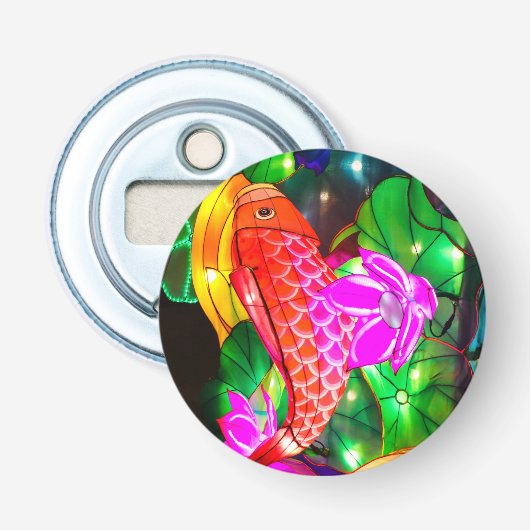 Verlichte Koi Button Flesopener (Voorkant)