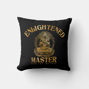 Verlichte Meester - Faux Gold Folie Boeddha Zwart Kussen