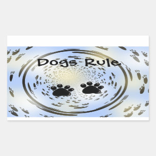 Verlichte Pootafdrukken Honden Regeren Rechthoekige Sticker