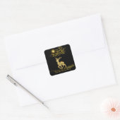 Verlichte Rendier Vierkante Sticker (Envelop)