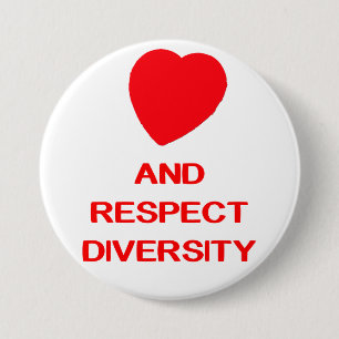 VERLICHTE RESPECT DIVERSITEIT grote 3-INCH ronde B Ronde Button 7,6 Cm