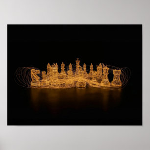 Verlichte schaakstukken Wall Art Poster