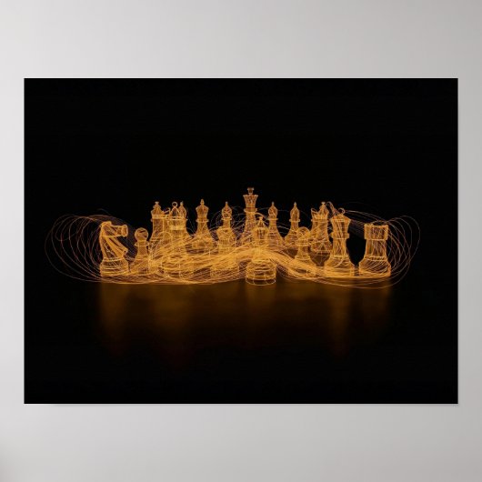 Verlichte schaakstukken Wall Art Poster (Voorkant)