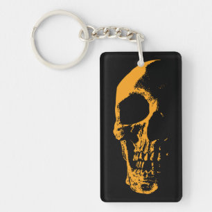 Verlichte Schedel Oranje Verfcreatie Sleutelhanger