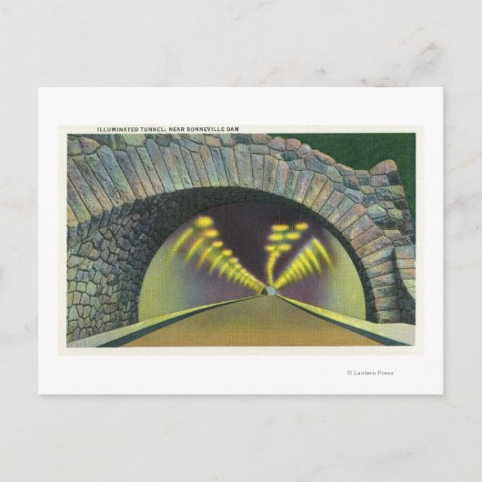 Verlichte tunnelscène nabij Bonneville-dam Briefkaart (Voorkant)