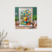 Verlichte verbeelding: Notitieboek van schittering Poster (Keuken)