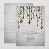 Verlichte witte bakstenen botanische feestversieri kaart (Voorkant / Achterkant)