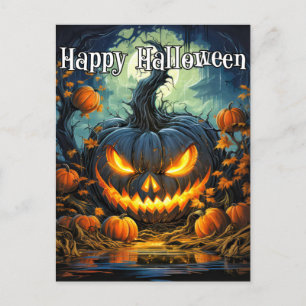 Verlichtende Spooky Pompoen Happy Halloween Briefkaart