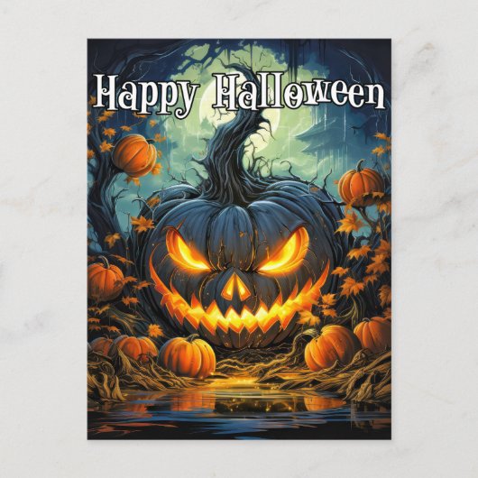 Verlichtende Spooky Pompoen | Happy Halloween Briefkaart (Voorkant)