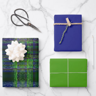 Verlichting Blauw/Groen Ontwerp -Set 2 Inpakpapier Vel