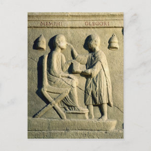 Verlichting met een oculist die een patiënt onderz briefkaart