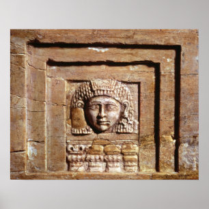 Verlichting met een vrouw in een raam poster