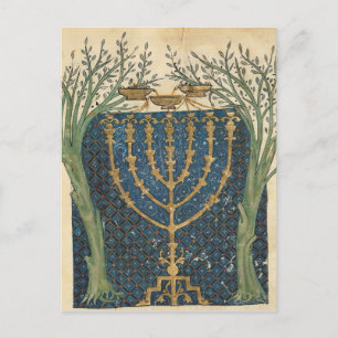 Verlichting van een menorah, van briefkaart