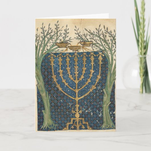 Verlichting van een menorah, van feestdagen kaart (Voorkant)