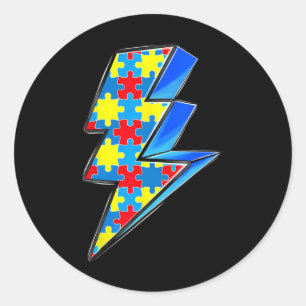 Verlichtingsbout Puzzel Autisme Bewustzijnsdag Ond Ronde Sticker