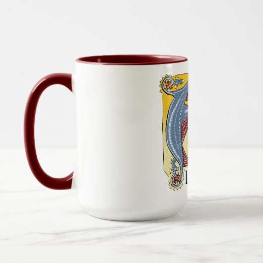 Verlichtingsbrief A (middeleeuws blauw en rood) Mok (Links)