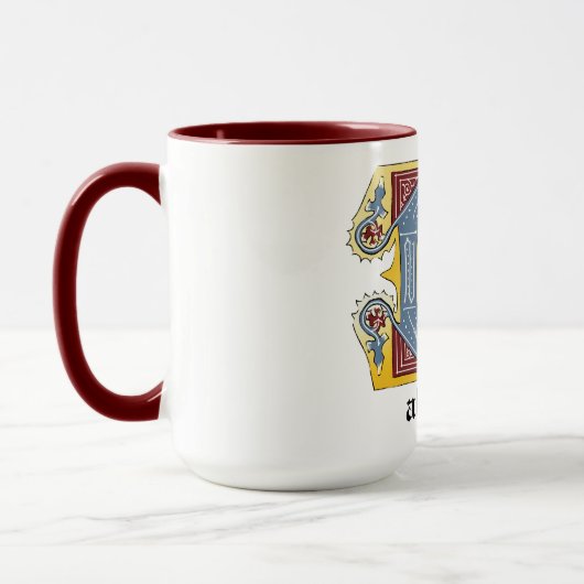 Verlichtingsbrief C (middeleeuws blauw en rood) Mok (Links)