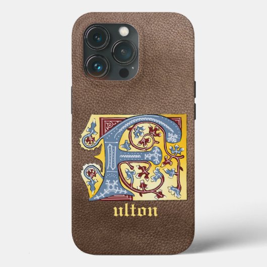 Verlichtingsbrief F (middeleeuws blauw en rood) Case-Mate iPhone Case (Achterkant)