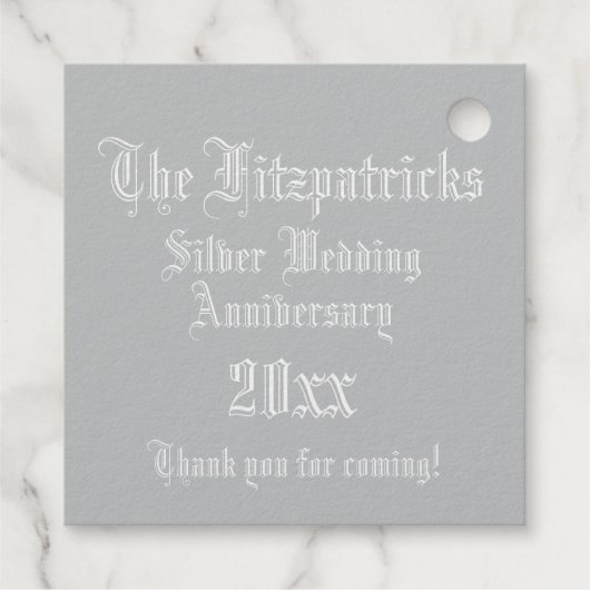 Verlichtingsbrief F Monogram zilver Jubileum Bedankjes Labels (Achterkant)