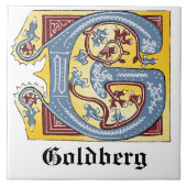 Verlichtingsbrief G (middeleeuwen blauw en rood) Tegeltje (Voorkant)
