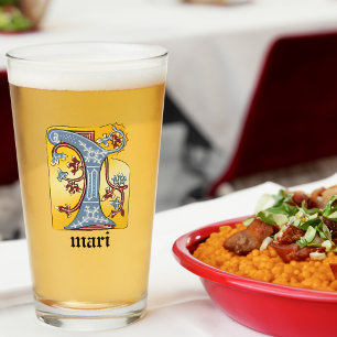 Verlichtingsbrief I (middeleeuws blauw en rood) Glas