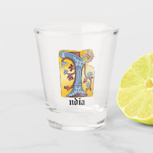 Verlichtingsbrief I (middeleeuws blauw en rood) Shot Glas