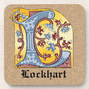 Verlichtingsbrief L (middeleeuws blauw en rood) Bier Onderzetter