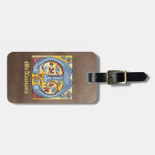 Verlichtingsbrief M (middeleeuws blauw en rood) Bagagelabel (Voorkant horizontaal)