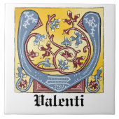 Verlichtingsbrief van middeleeuwen blauw en rood i tegeltje (Voorkant)