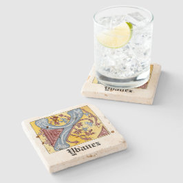 Verlichtingsbrief Y voor middeleeuwen blauw en roo Stenen Onderzetter