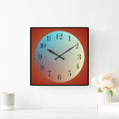 Verlichtingseffect maan/rood zwart >wandklok vierkante klok (Huis)