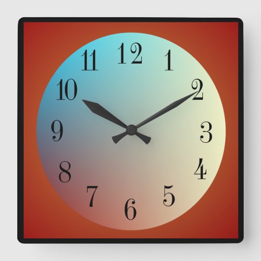 Verlichtingseffect maan/rood zwart >wandklok vierkante klok (Voorkant)