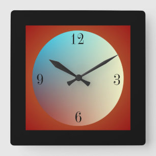 Verlichtingseffect maan/rood zwart >wandklok vierkante klok