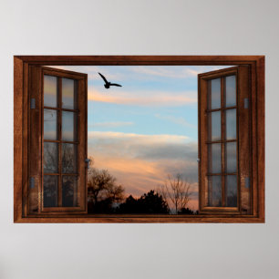 Verlichtingslampje van het gevleugelde vogel poster