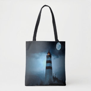 Verlichtingsnacht donkere nacht met maan tote bag