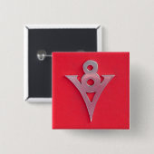 Verlichtingsscherm V8 Embleem op rood leder Vierkante Button 5,1 Cm (Voorkant /achterkant)