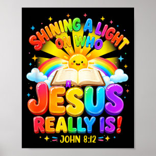 Verlichtingsstation dat licht werpt op wie Jezus i Poster