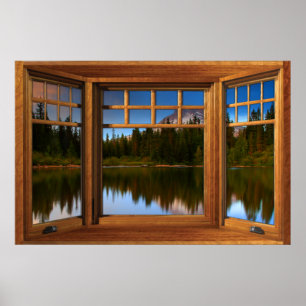 Verlichtingsvenster van het bergmeer poster