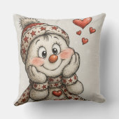 Verliebter Schneemann mit Herzen Kussen (Achterkant)